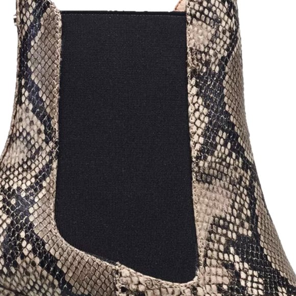 NEW! French Connection Vegan Leather Penny Chelsea Block Heel Boots Snake - Picture 11 of 16